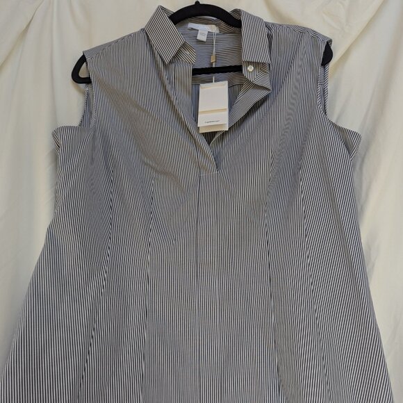 BOSS Bashiva striped sleeveless stretch cotton shirt - Picture 2 of 6